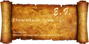 Ehrenstein Irma névjegykártya